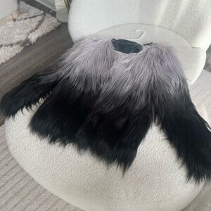 Faux Fur Ombre Jacket in Gray and Black